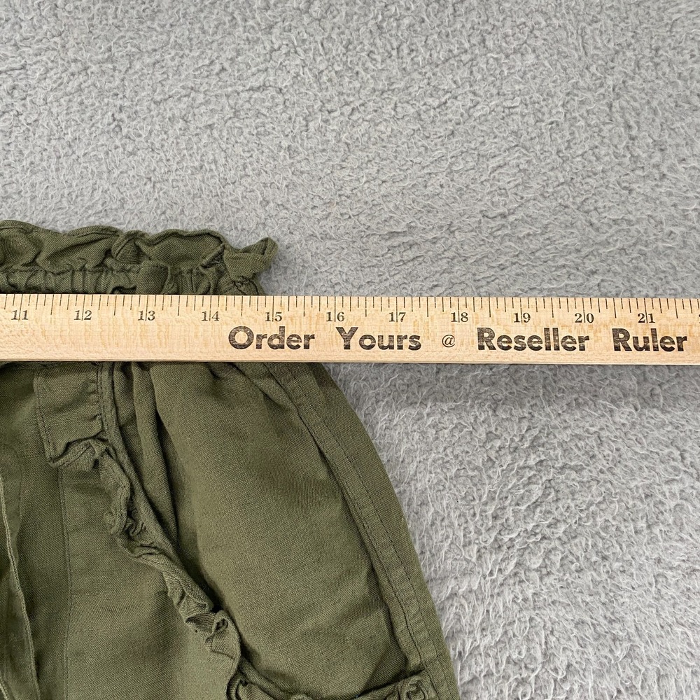 The Great. Pants Womens 1 / Small Linen Blend Tulip Drop Crotch Pockets Ruffles - Picture 6 of 13